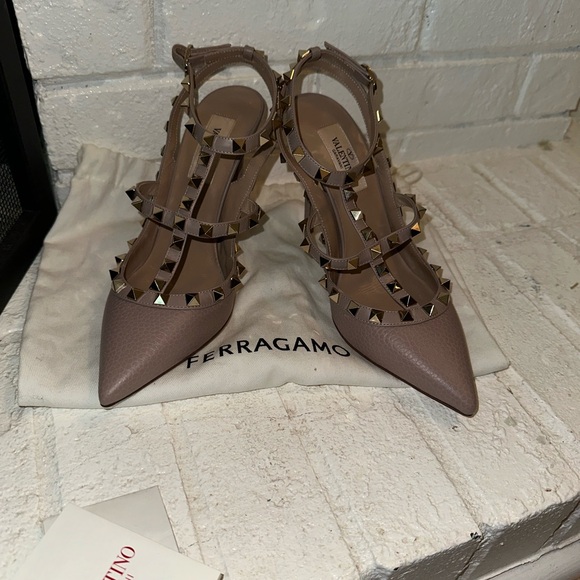 Valentino Women's Studded Tan Heels - Picture 8 of 8